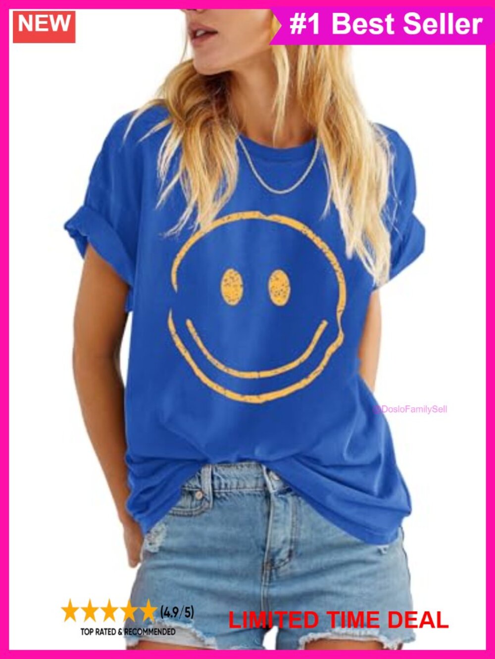 Womens Smile Face Graphic T-Shirt Crewneck Short Sleeve Casual Loose Fit Tee